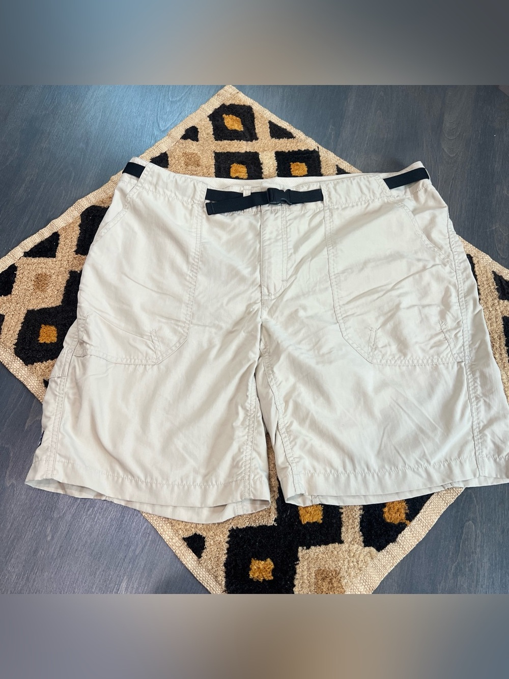 Patagonia Light Beige Outdoor Shorts with Black Belt